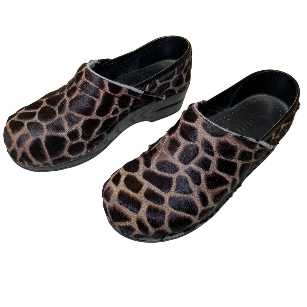 Sanita Professional Giraffe Print Hair-On‎ Hide Clogs EU 37 Women's 6.5-7